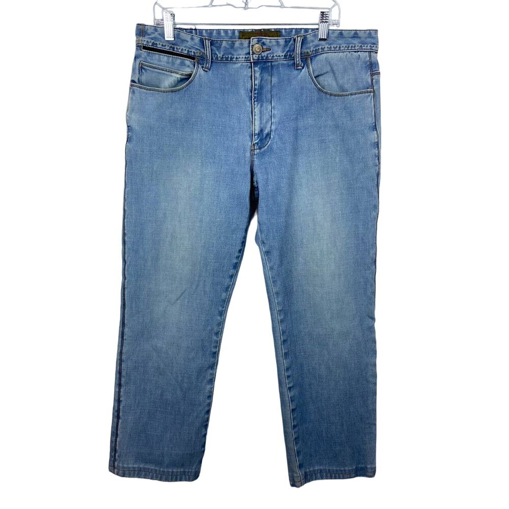 Halsey 44 Jeans Mens Size 36 Straight‎ Leg Blue Light Wash Stretch Denim